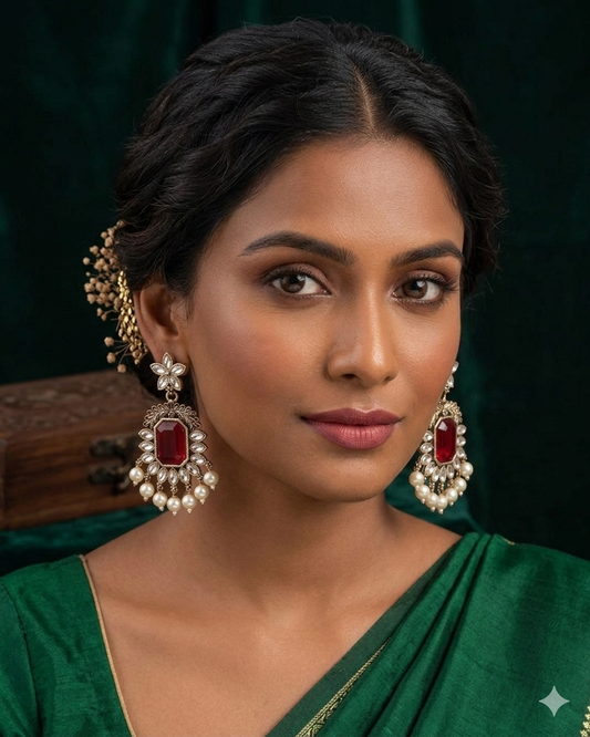 Manika Red Jhumka
