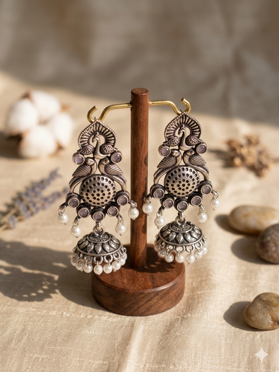 Mayura Pearl Jhumka - White