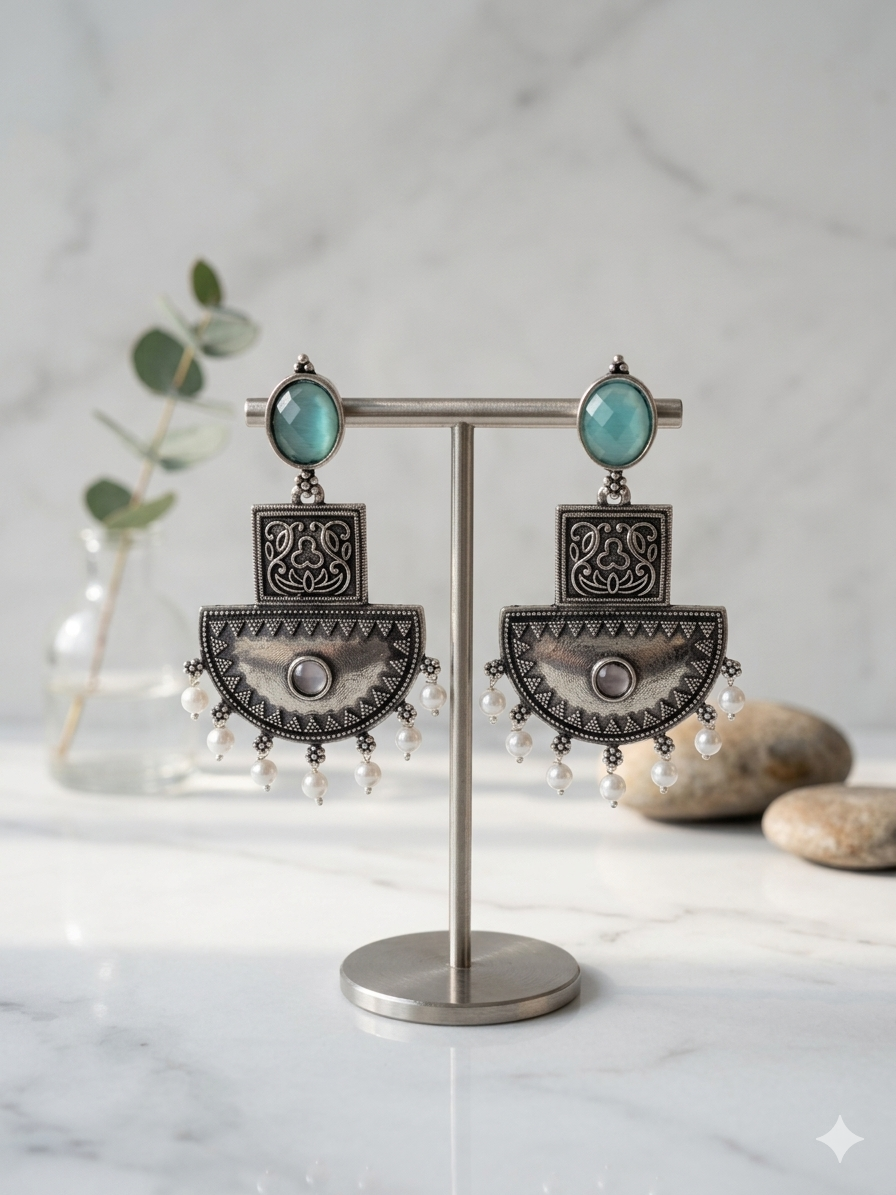 Zariya Oxidised Drops Sea Green