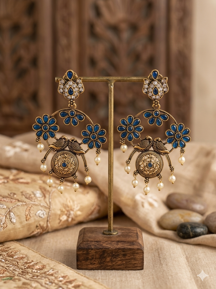 Gulnaar Chandbali Navy Blue