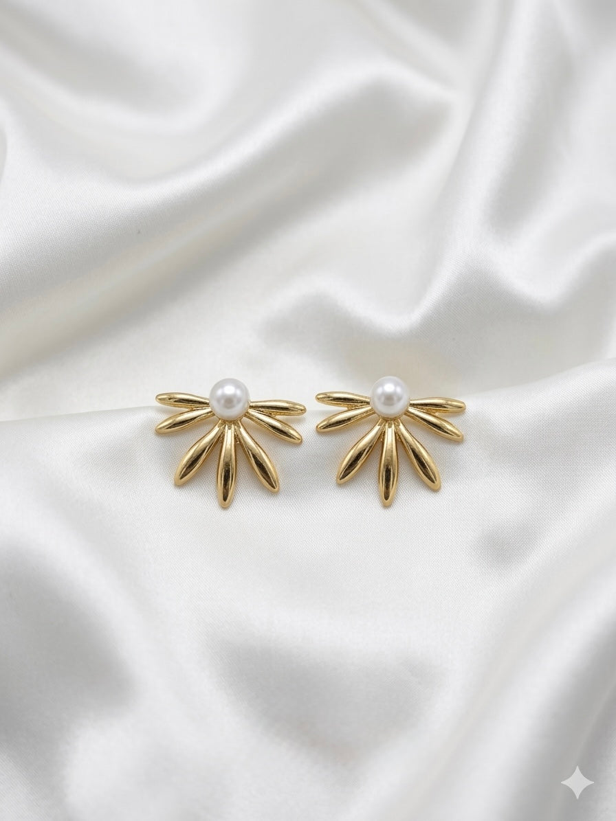 Pearl Half Flower Studs