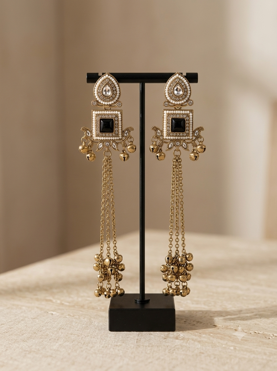 Manjira Kashmiri Jhumka - Black