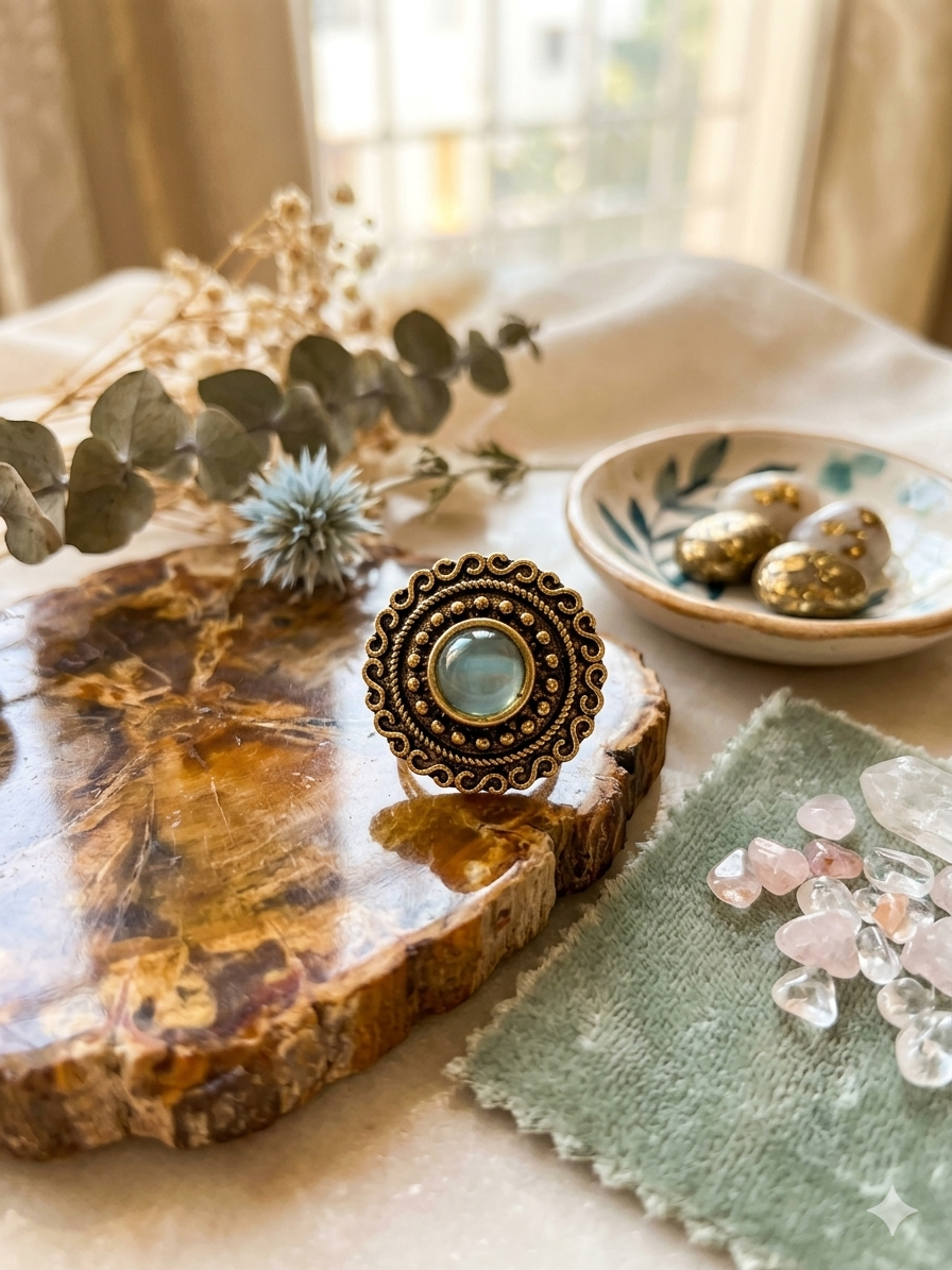 Teejh Gold Oxidised - Sea Green