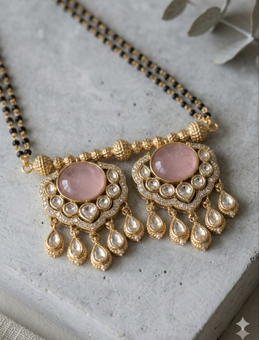 Blush Regal Mangalsutra - Pink
(With high polish chain)