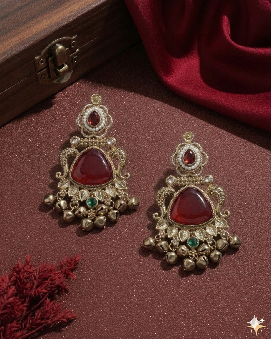 Reeyansh Premium Kashmiri Jhumka Red