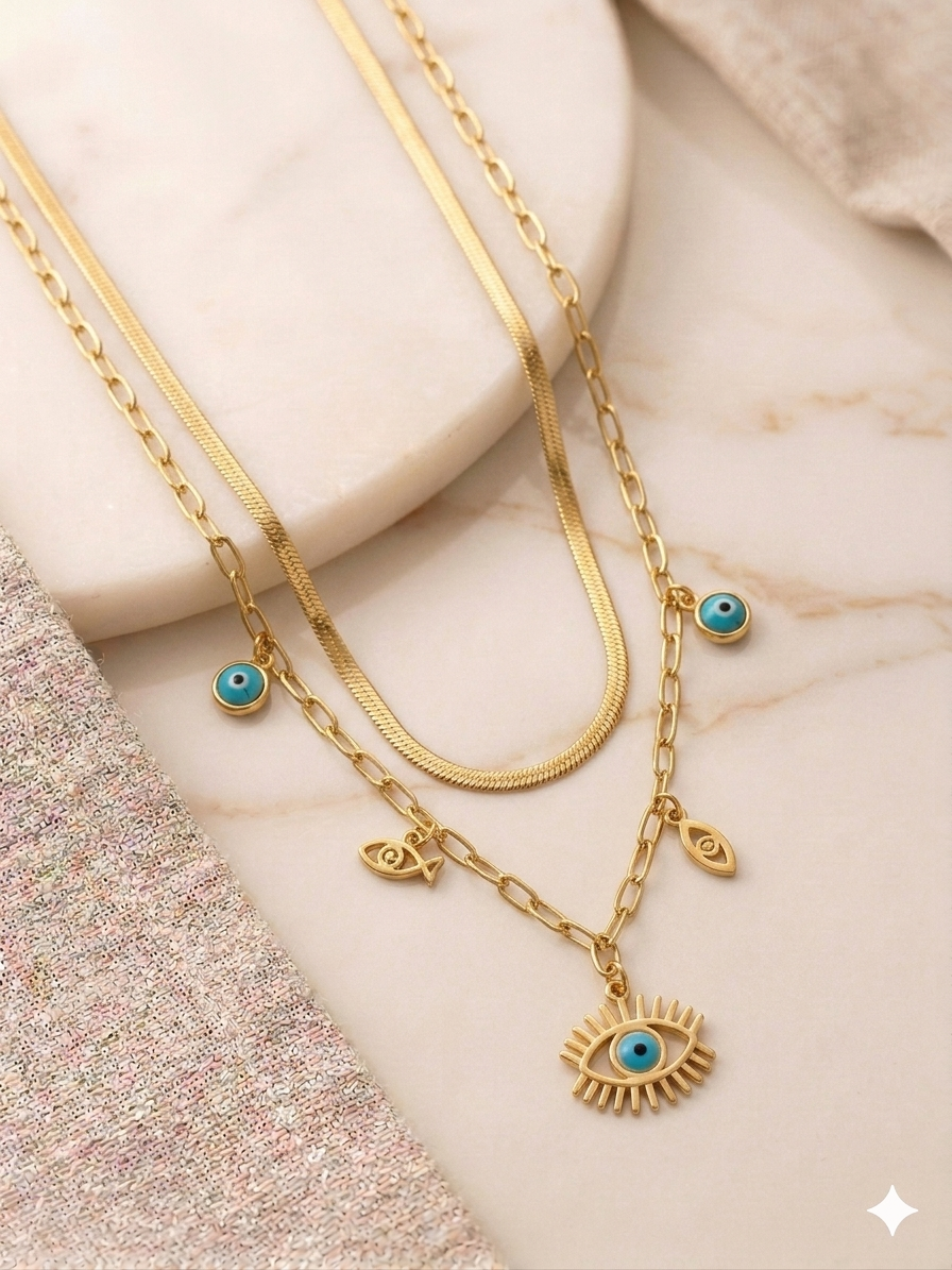 Evil eye dual chain