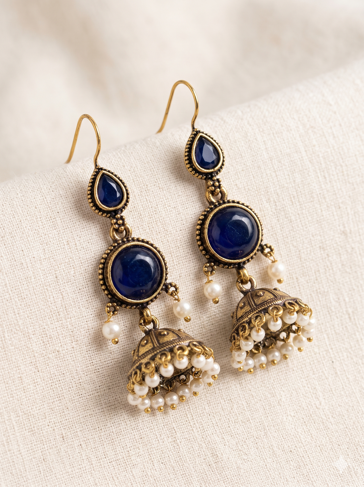 Royal Avira Jhumka - Navy Blue