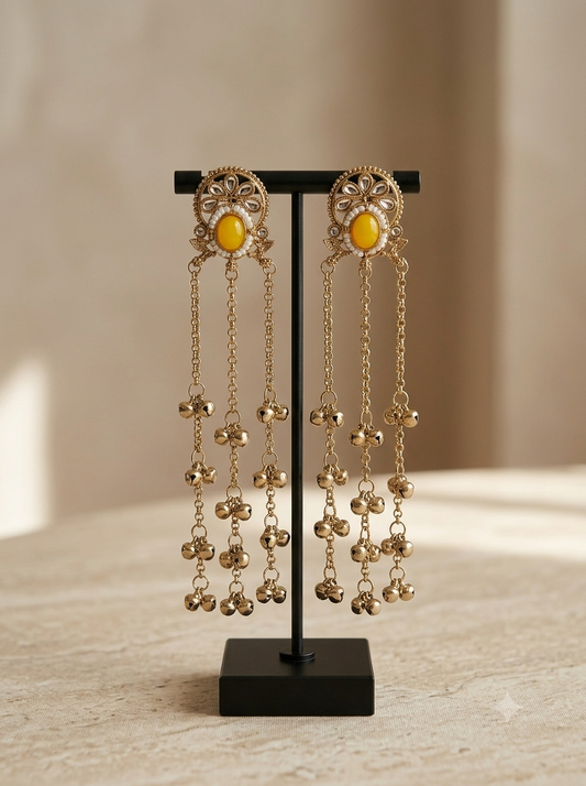 Chandrika Kashmiri Jhumka - Yellow