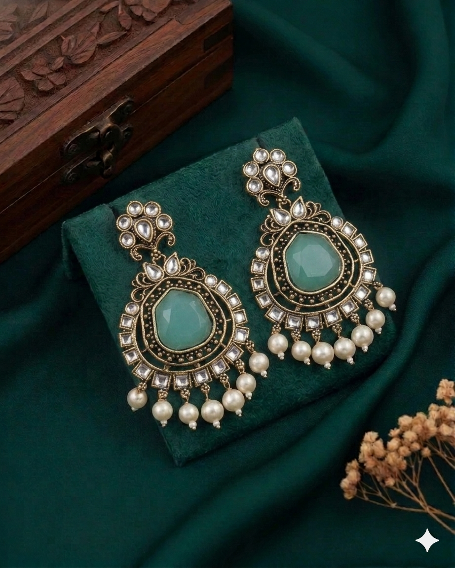 Jiya Kundan Turquoise Earring
