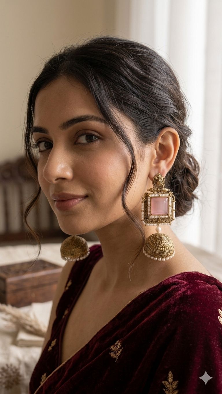 Harvik Jhumki Square Pink