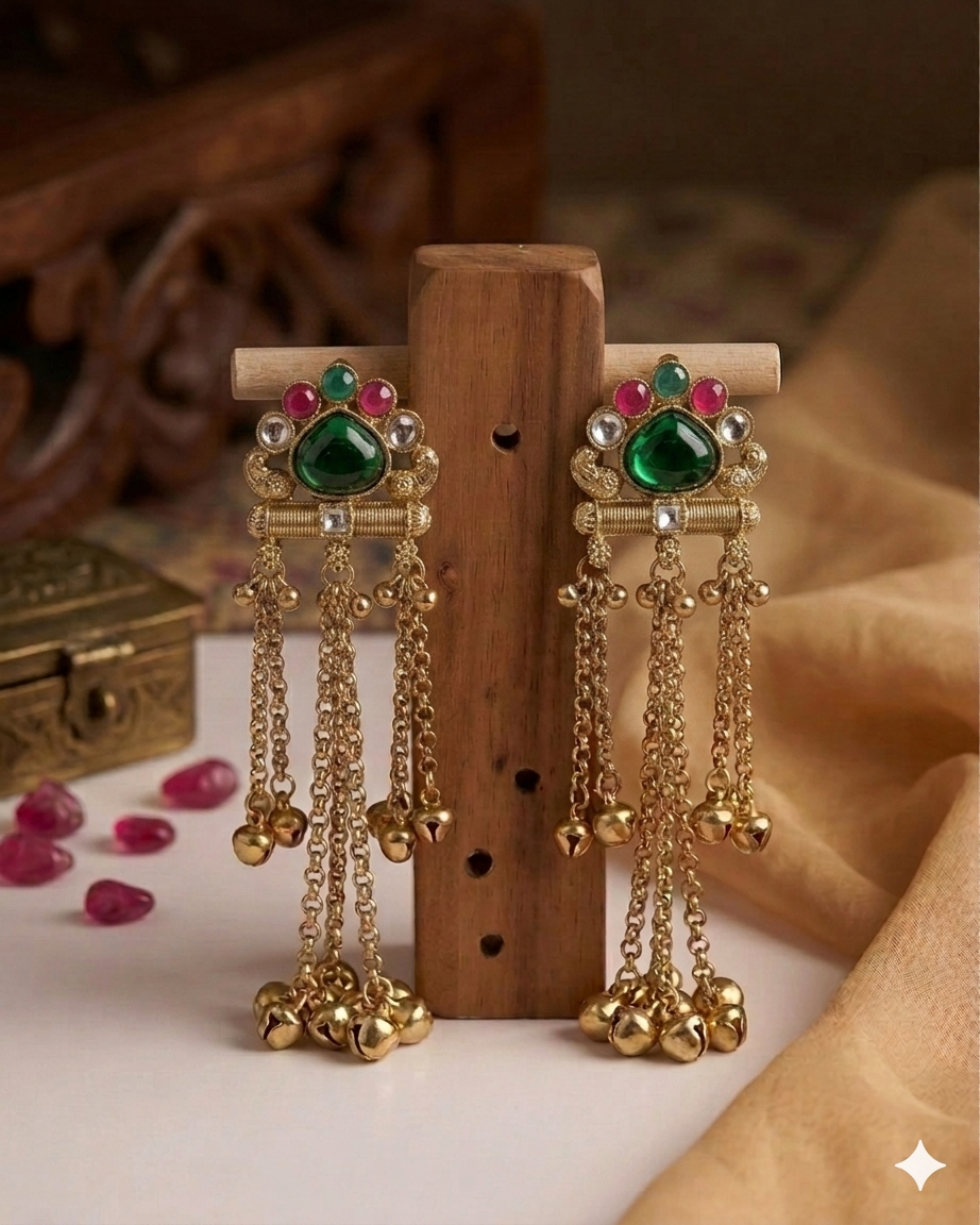 Nidhi Kashmiri Jhumka Green