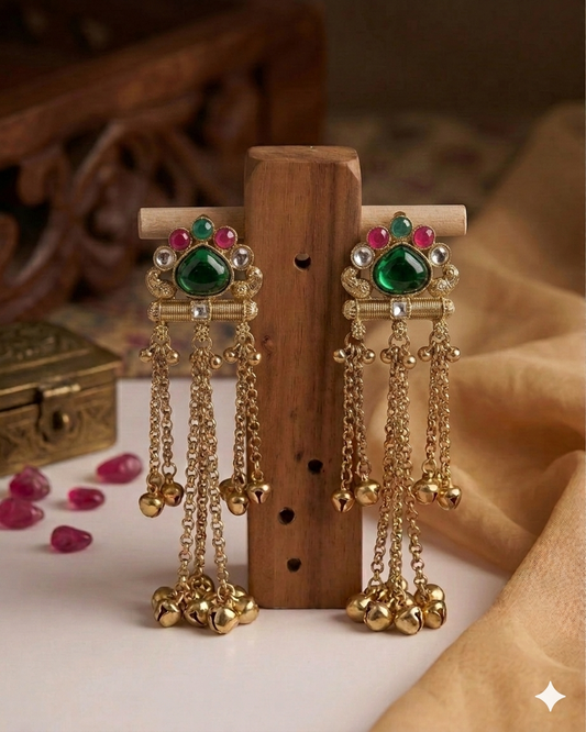 Nidhi Kashmiri Jhumka Green
