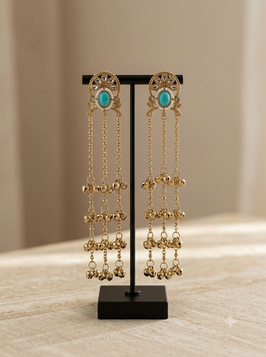 Chandrika Kashmiri Jhumka - Turquoise