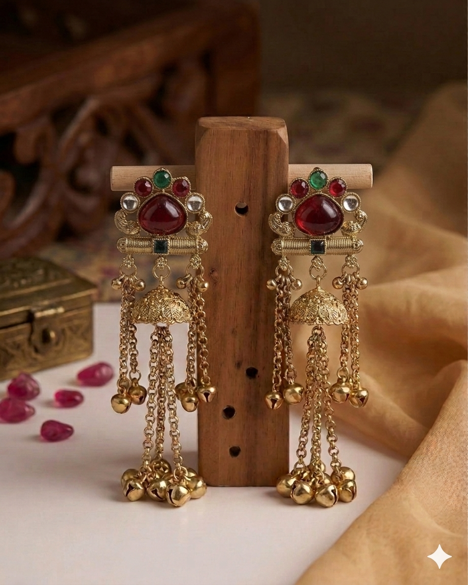 Nidhi Kashmiri Jhumka Red