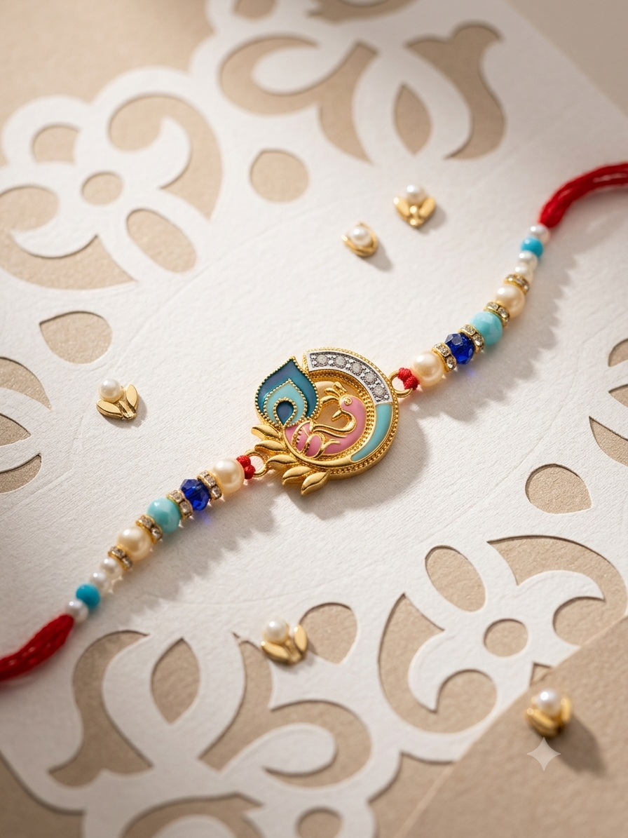 Set of 3 Om Peacock Rakhi