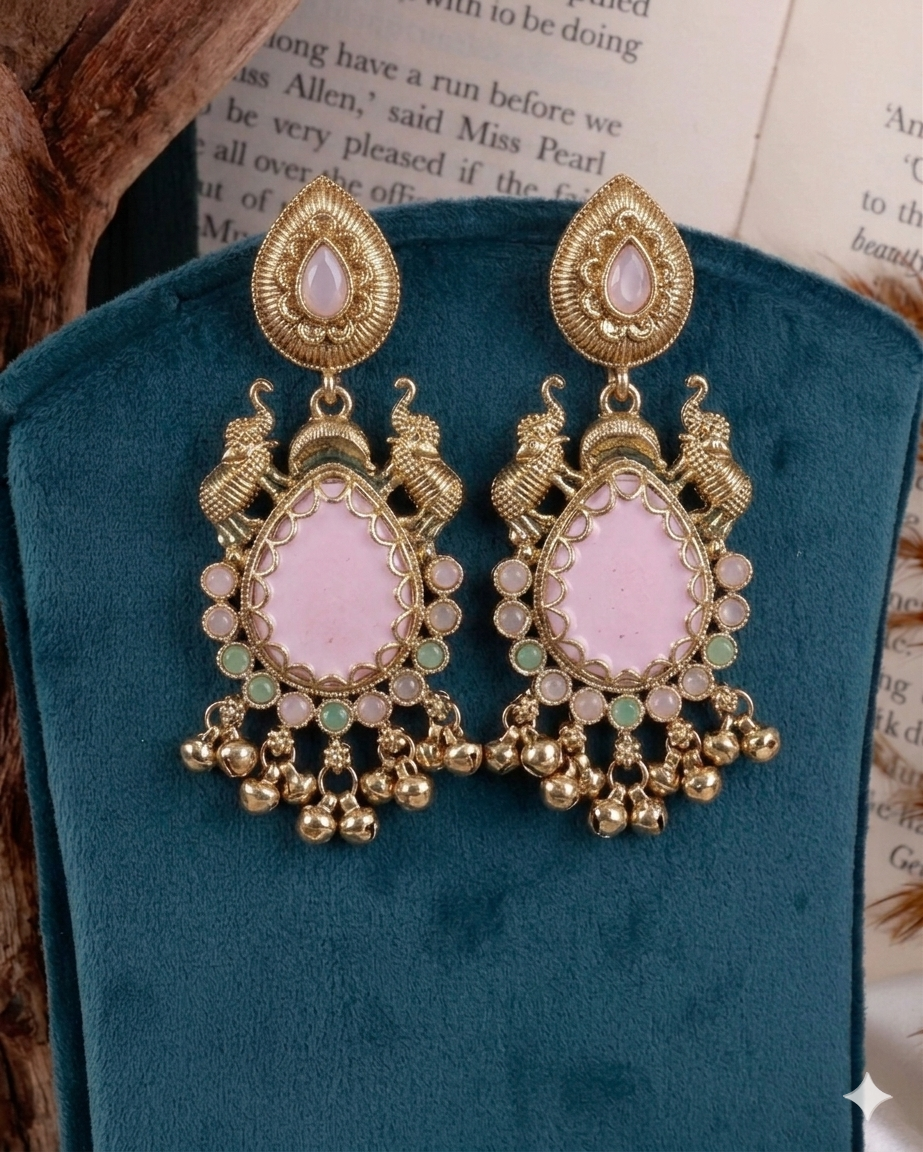 Sheher Premium Kashmiri Earring Pink