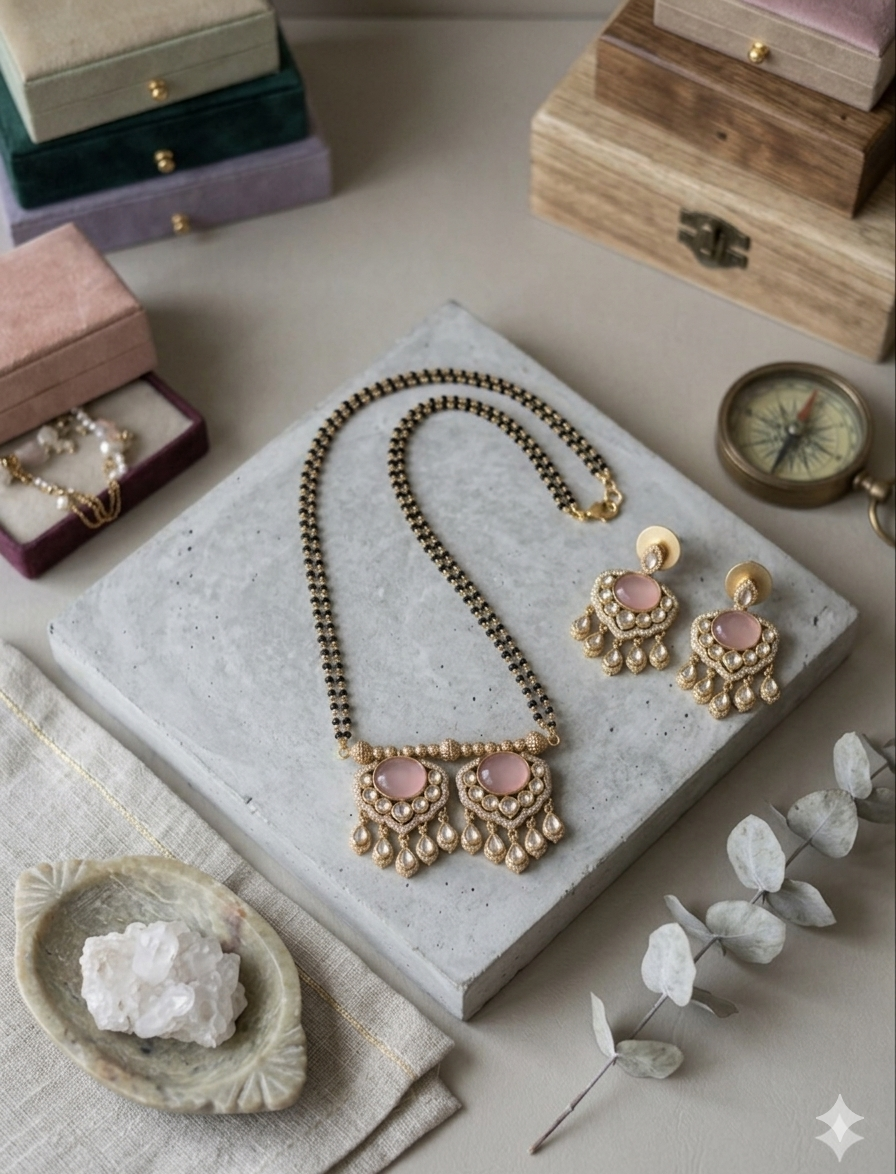 Blush Regal Mangalsutra - Pink
(With high polish chain)