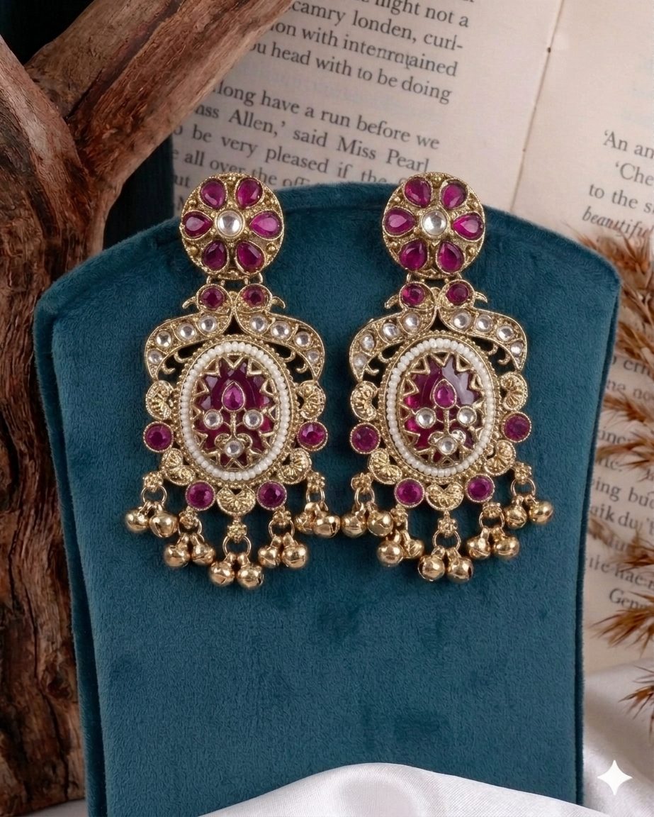 Naitik Premium Kashmiri Jhumka Rani Pink