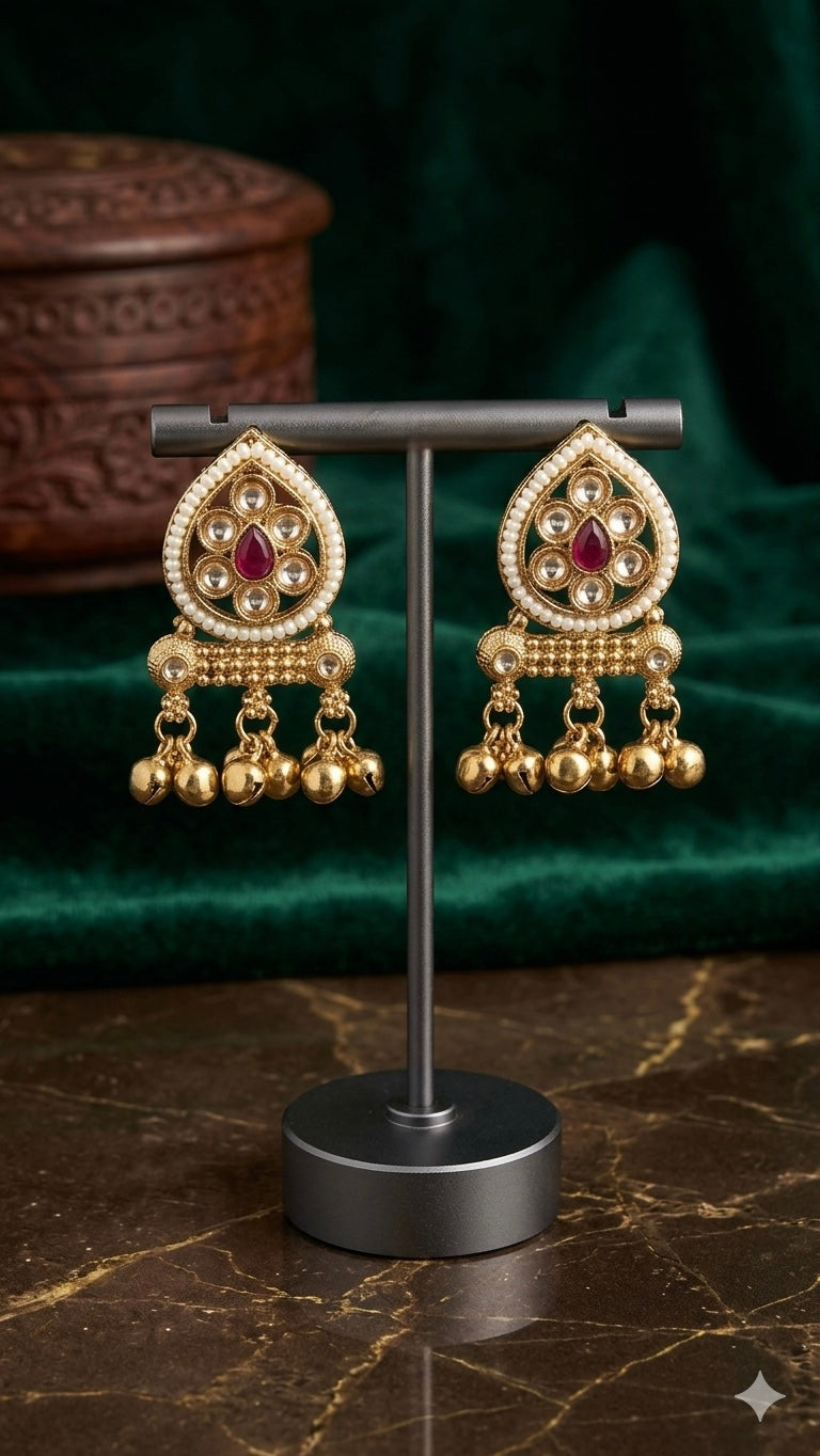 Mini Kashmiri Earrings Red