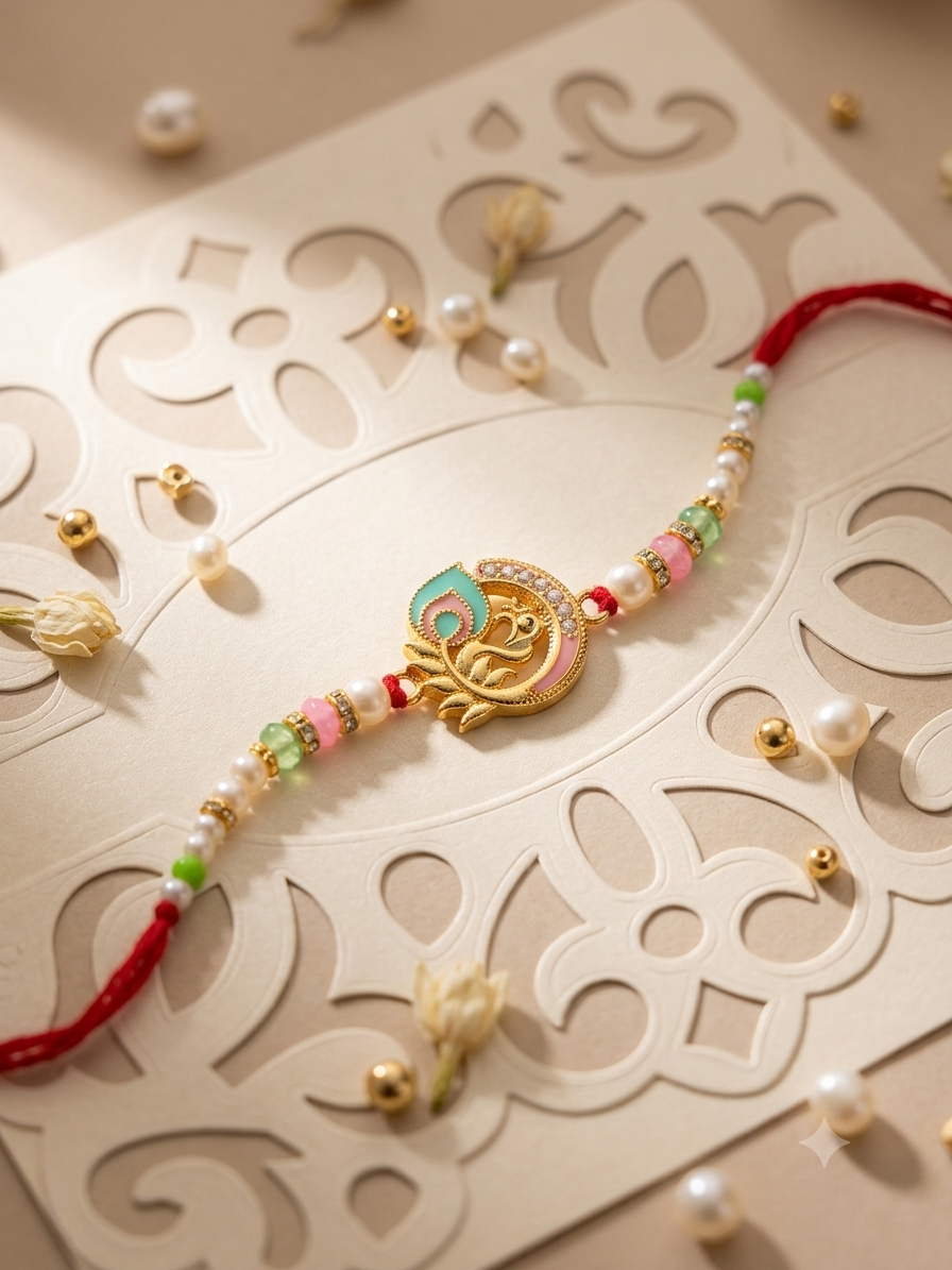 Set of 3 Om Peacock Rakhi