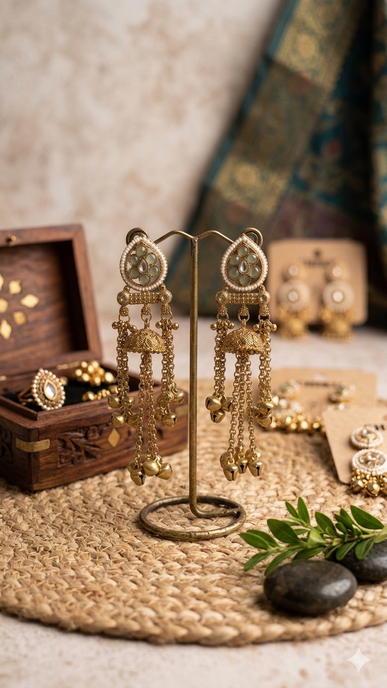 Dhairya Kashmiri Jhumka Sea Green