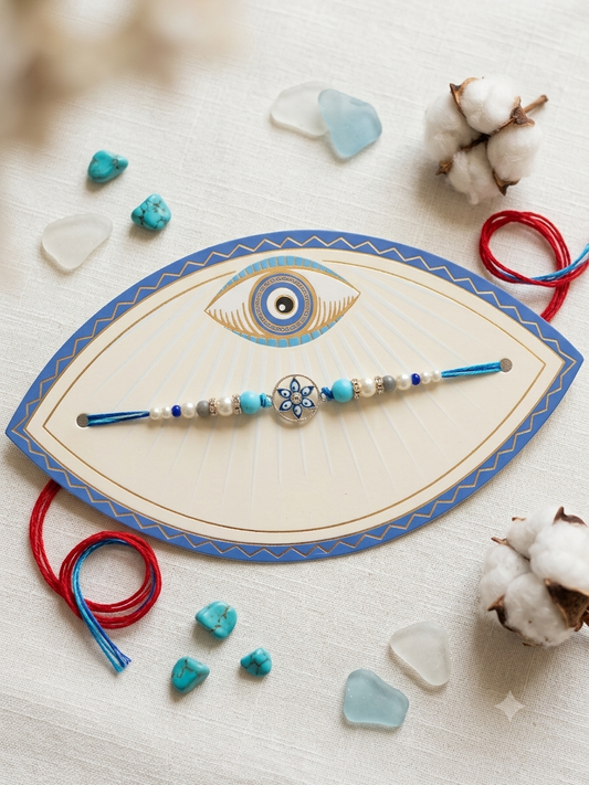 Flower Evil Eye Rakhi Set of 2