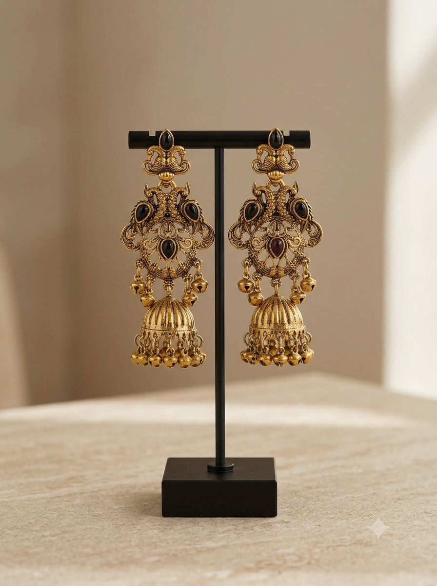Virasat Jhumka - Black