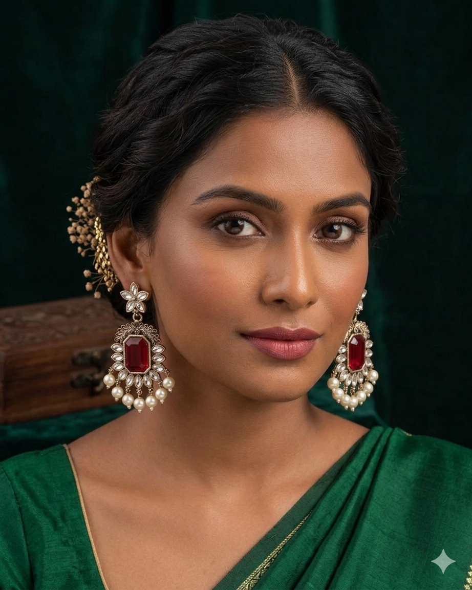 Manika Red Jhumka