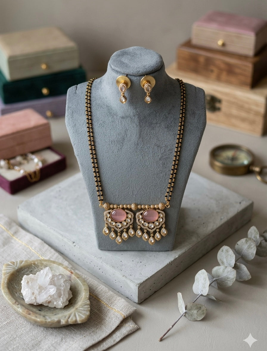 Blush Regal Mangalsutra - Pink
(With high polish chain)