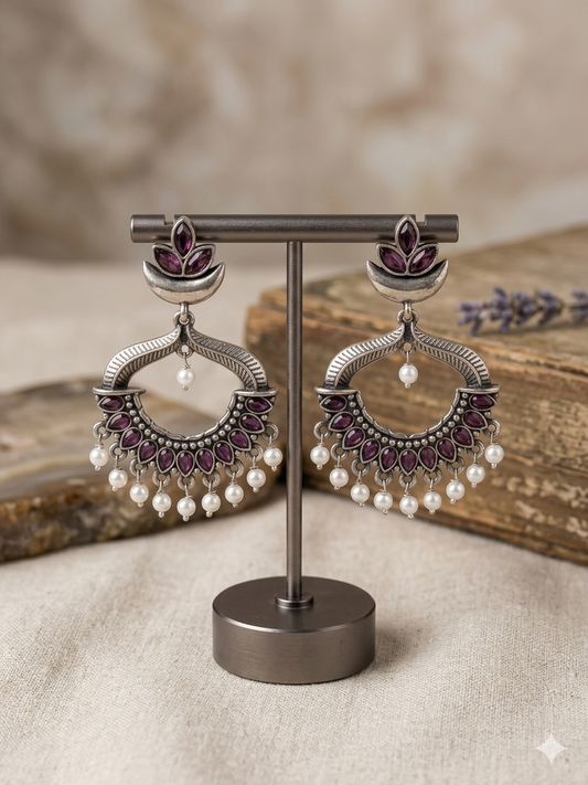 Chandrika Silver Jhumka Purple