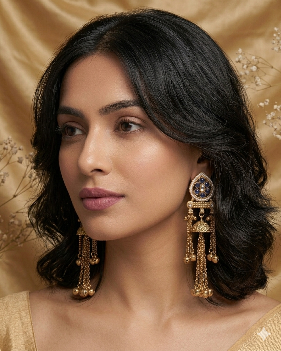 Dhairya Kashmiri Jhumka Navy Blue