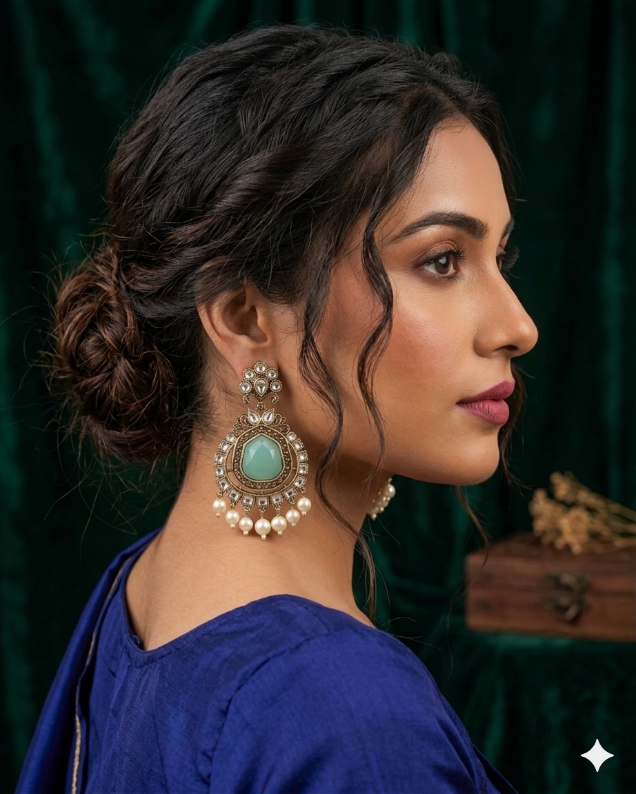 Jiya Kundan Turquoise Earring