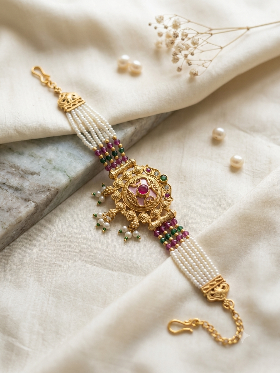 Jhumur Bracelet Rakhi Pink