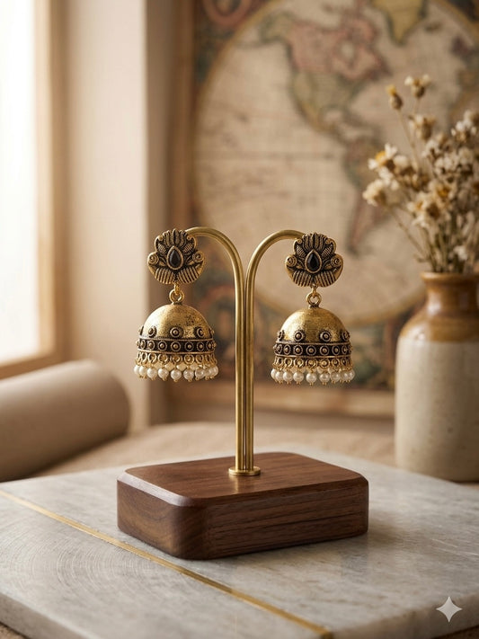 Aadhya Pearl Jhumka Black