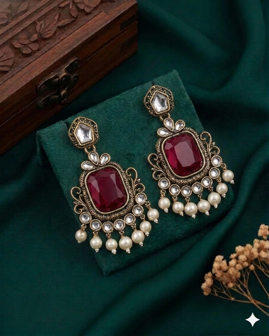Navika Red Jhumka
