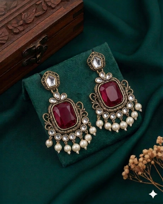Navika Red Jhumka