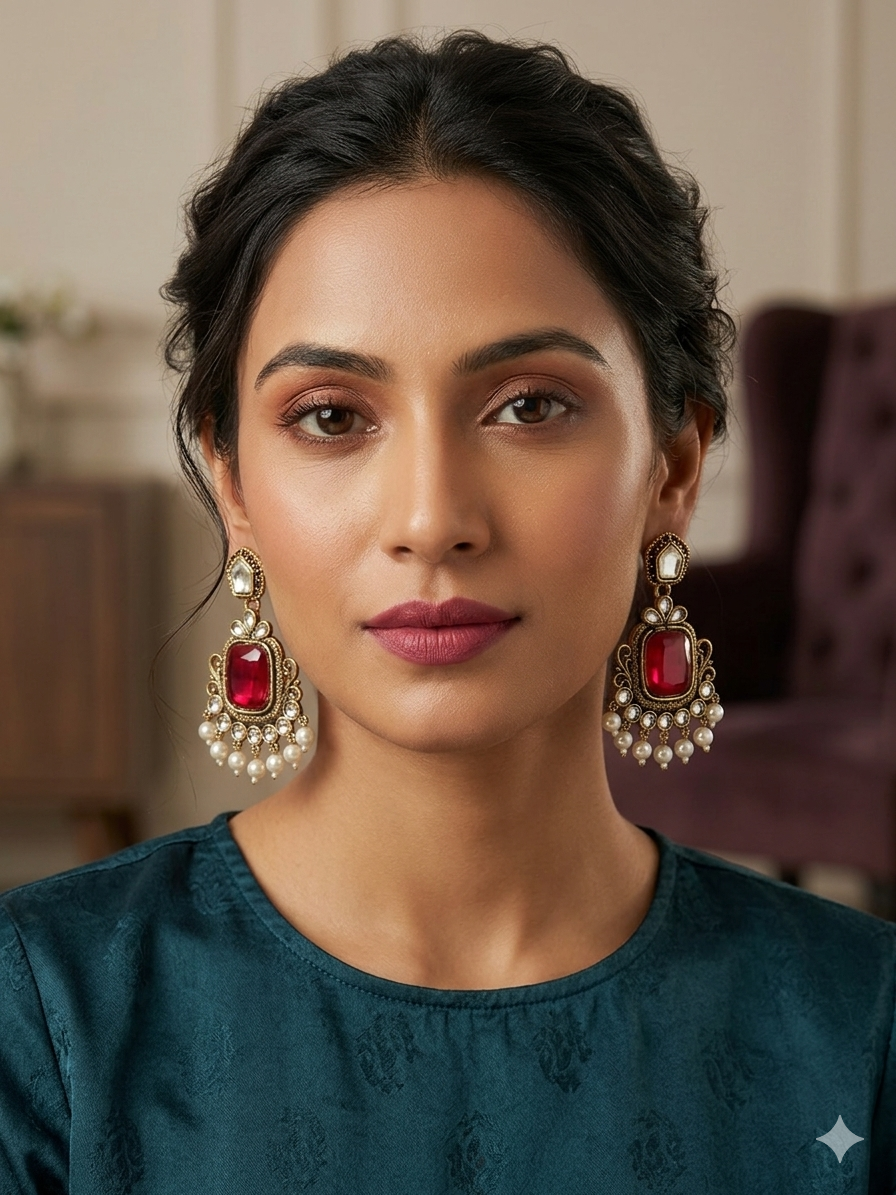 Navika Red Jhumka