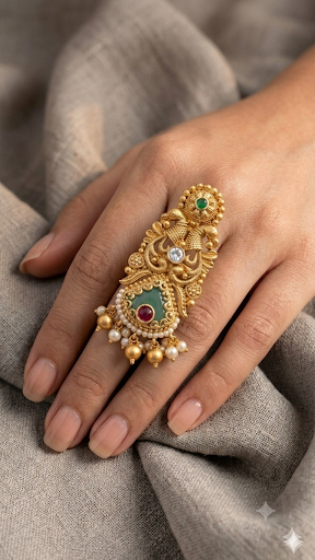 Charvi Temple Ring Free Size