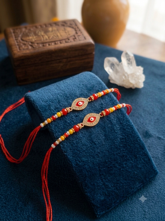 Red Evil Eye Rakhi Pair of 2