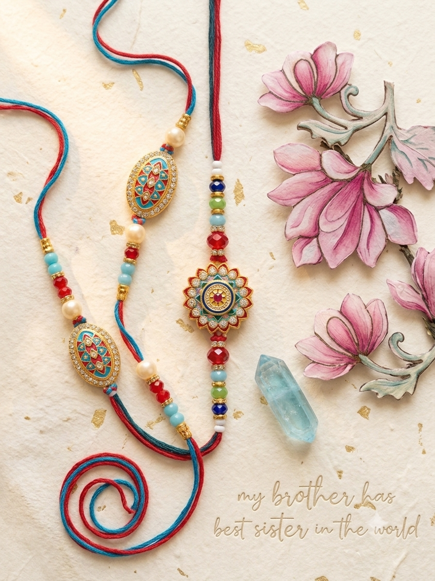 Set of 3 Traditional Enamel Rakhi