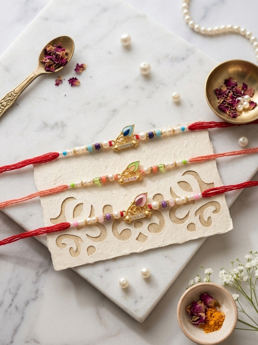 Feather Peacock Rakhi Set of 3