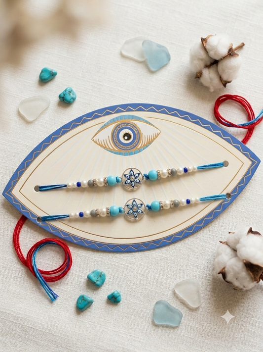 Flower Evil Eye Rakhi Set of 2