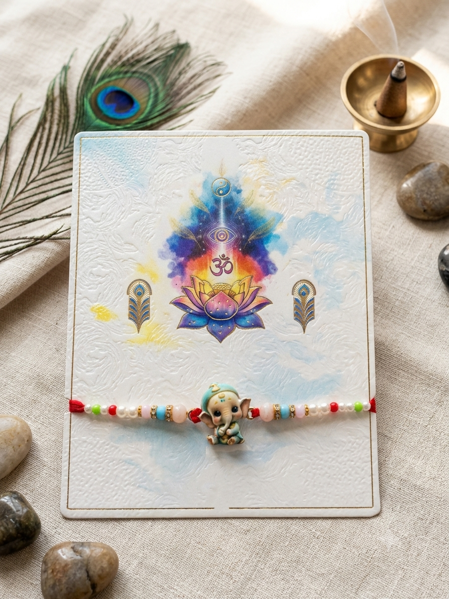 Mini Ganpati Kids Rakhi Set of 2