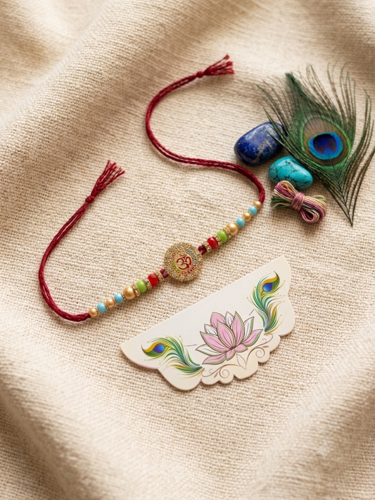 Stone OM Rakhi Set of 2