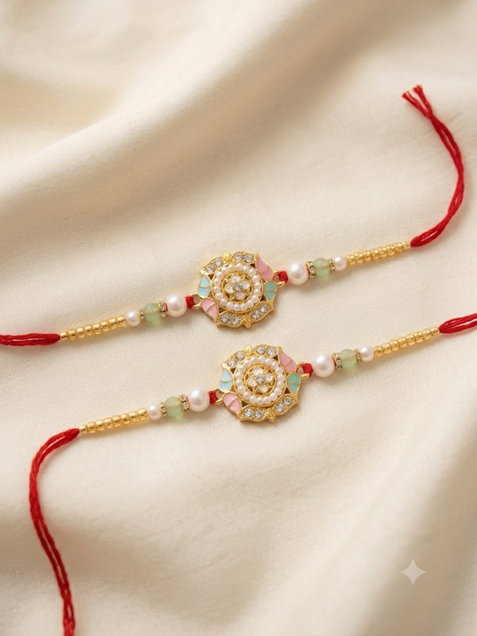 Traditional Moti Rakhi Set of 2