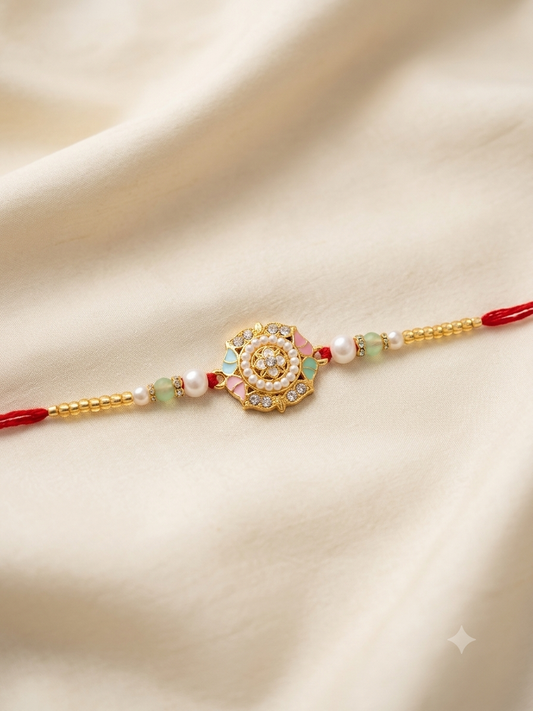 Traditional Moti Rakhi Set of 2
