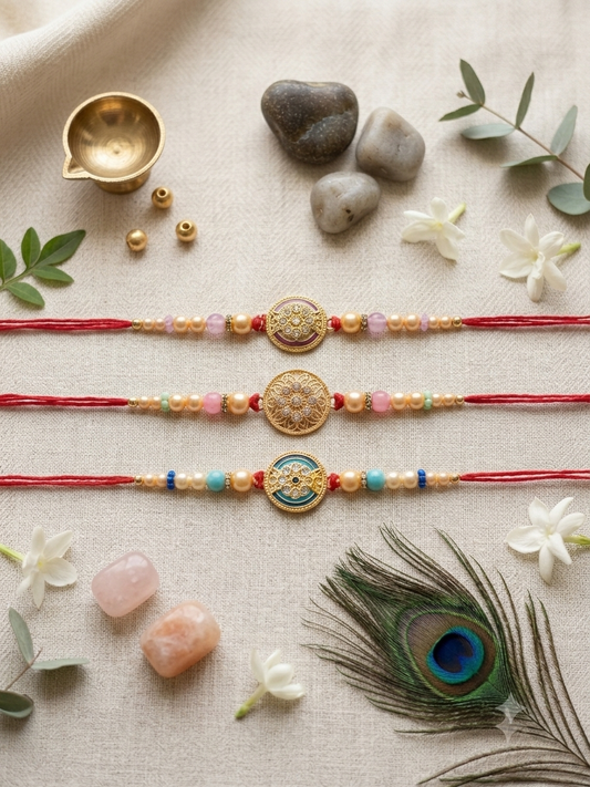 Mini Stone Rakhi Set of 3