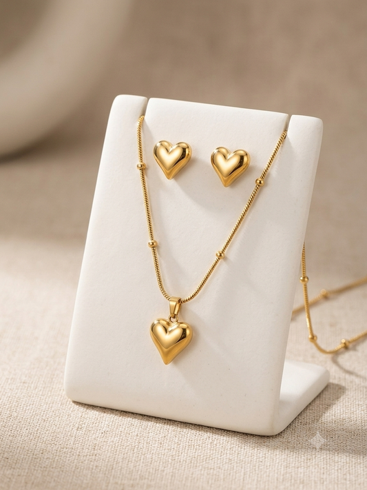 Statement Mini Heart Neckset with Earrings