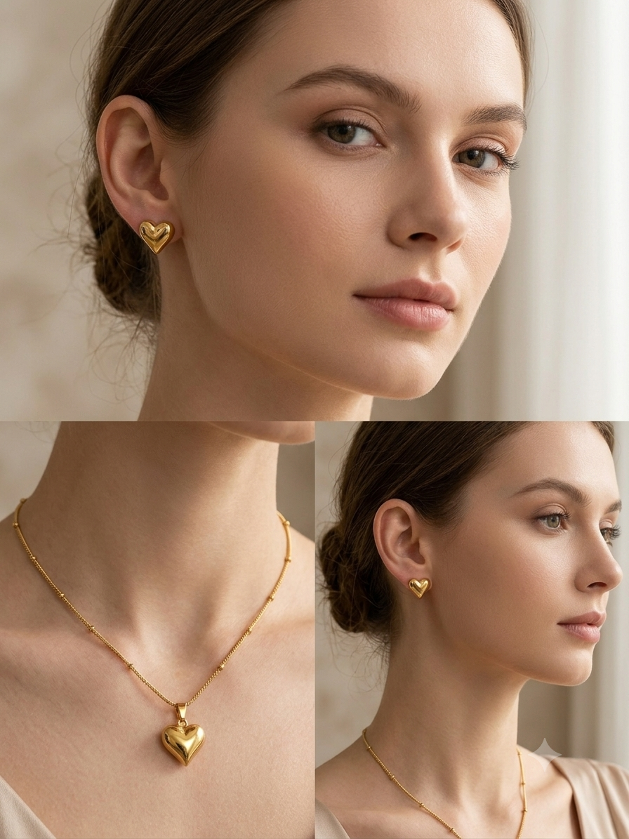 Statement Mini Heart Neckset with Earrings