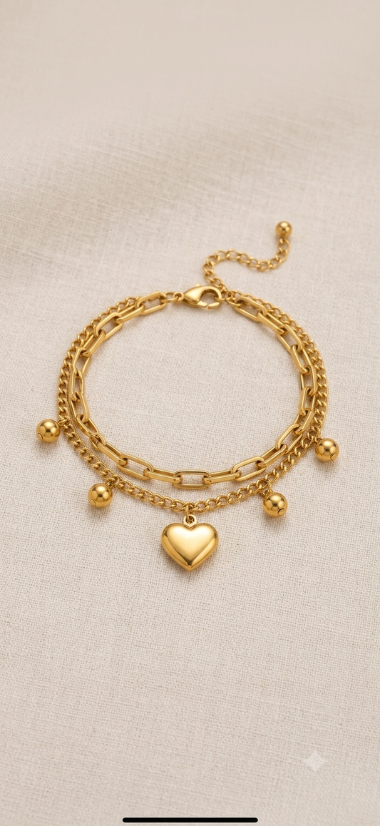 Statement Dual Heart Bracelet